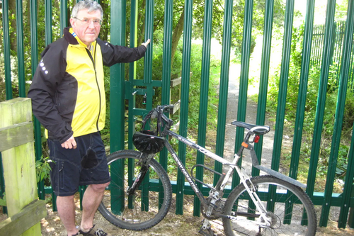 Alan Hilliar at the closed footpath